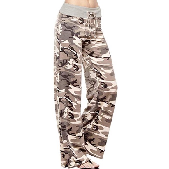 Camo Wide Leg Yoga Casual Comfortable Pants - Picture 2 of 6